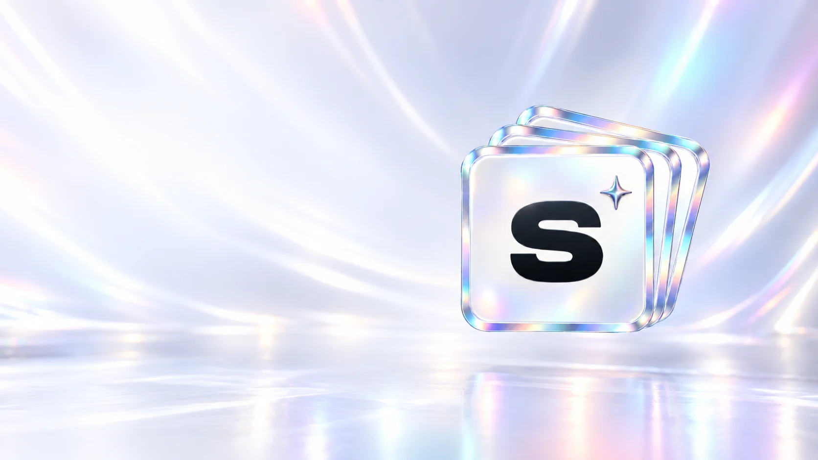 Sweps S monogram on stacked iridescent glass tiles